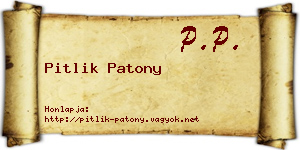 Pitlik Patony névjegykártya